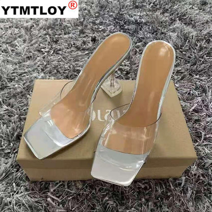 best Leopard Print Sandals Open Toe High Heels Women Transparent Perspex Slippers Shoes Heel Clear Sandals Gladiator Pvc Casual 0 shop online at M2K Trends for