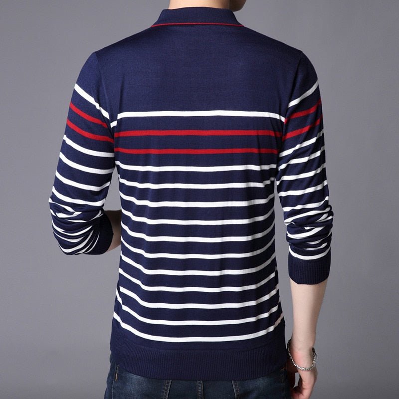 best Liseaven Men Polo Shirt Long Sleeve Striped Polos Slim Fit Male Shirt Camisas Cotton Tees Tops 0 shop online at M2K Trends for