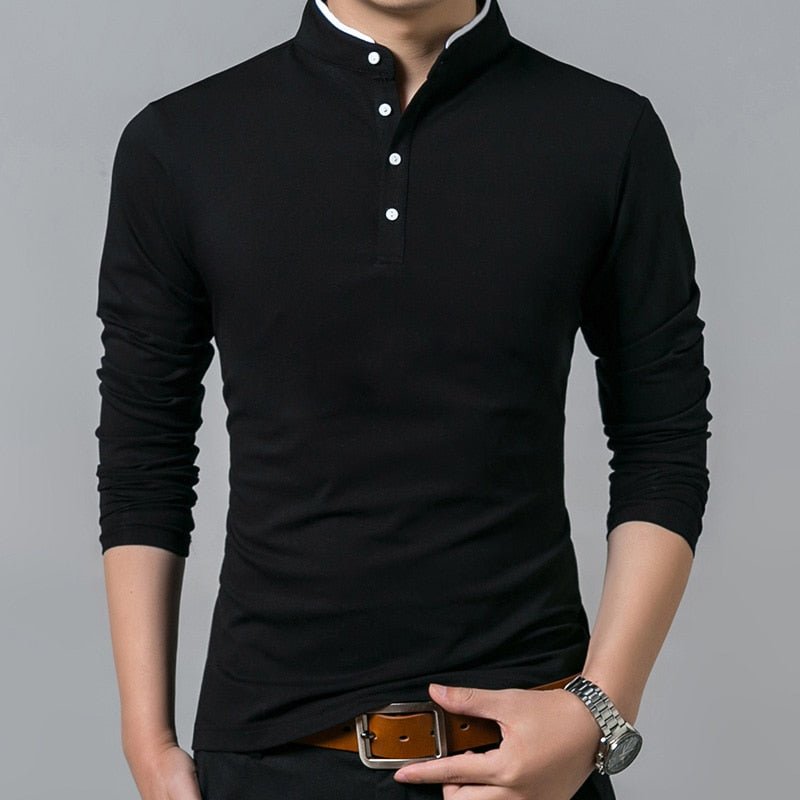 best Liseaven T-Shirt Men Cotton T Shirt Full Sleeve tshirt Men Solid Color T-shirts tops&amp;tees Mandarin Collar Long Shirt 0 shop online at M2K Trends for