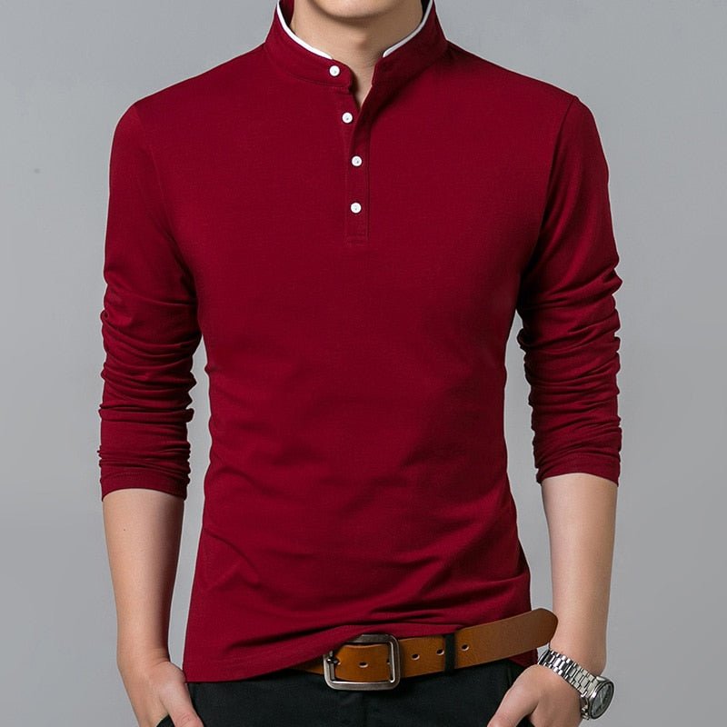 best Liseaven T-Shirt Men Cotton T Shirt Full Sleeve tshirt Men Solid Color T-shirts tops&amp;tees Mandarin Collar Long Shirt 0 shop online at M2K Trends for