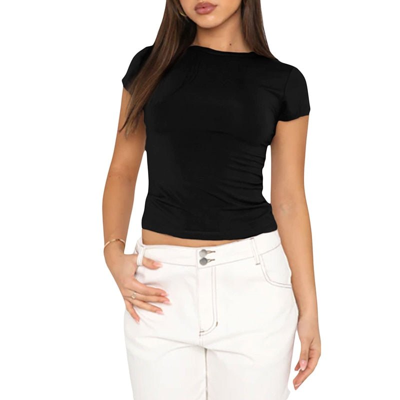 best Long Sleeve Y2K Slim Fit Shirt Women Casual Streetwear Basic Tee Fashion Cropped Tops O Neck Sexy Skinny Solid Ladies T Shirts 0 shop online at M2K Trends for