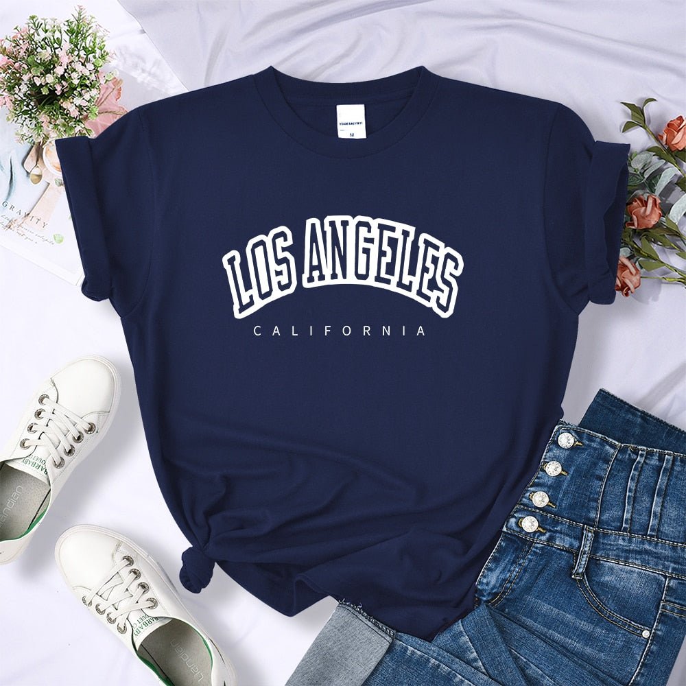 best Los Angeles California Funny Letter Print Womens T-Shirt Street Breathable Short Sleeve Fashion Casual Clothes Summer Tshirts 0 shop online at M2K Trends for