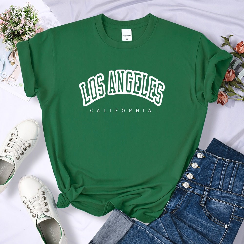 best Los Angeles California Funny Letter Print Womens T-Shirt Street Breathable Short Sleeve Fashion Casual Clothes Summer Tshirts 0 shop online at M2K Trends for