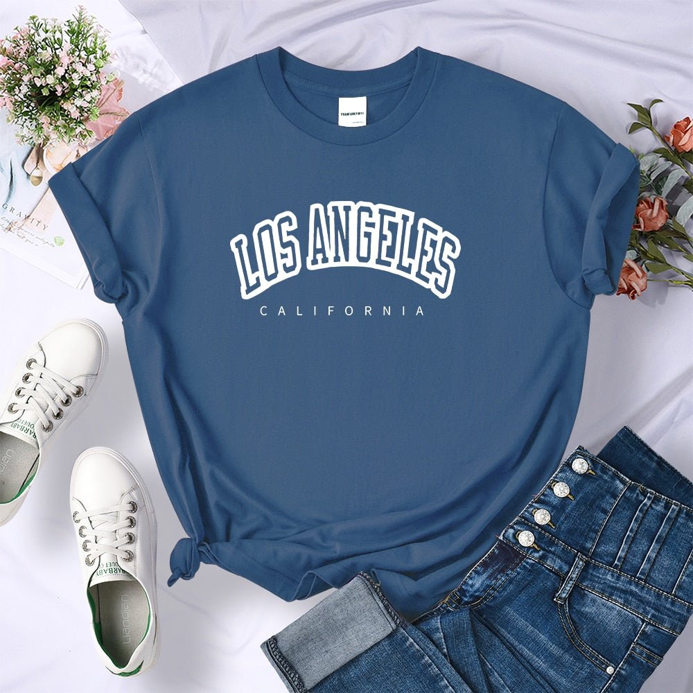 best Los Angeles California Funny Letter Print Womens T-Shirt Street Breathable Short Sleeve Fashion Casual Clothes Summer Tshirts 0 shop online at M2K Trends for