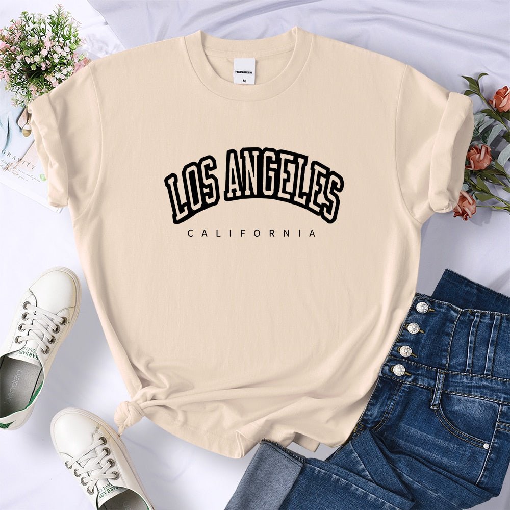 best Los Angeles California Funny Letter Print Womens T-Shirt Street Breathable Short Sleeve Fashion Casual Clothes Summer Tshirts 0 shop online at M2K Trends for