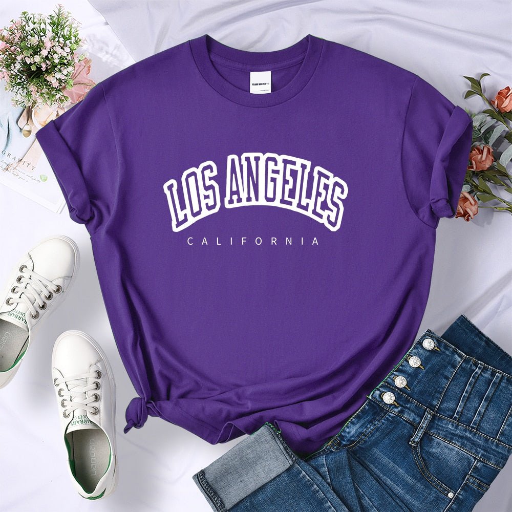 best Los Angeles California Funny Letter Print Womens T-Shirt Street Breathable Short Sleeve Fashion Casual Clothes Summer Tshirts 0 shop online at M2K Trends for