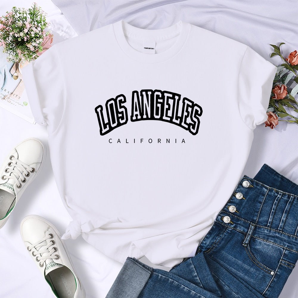 best Los Angeles California Funny Letter Print Womens T-Shirt Street Breathable Short Sleeve Fashion Casual Clothes Summer Tshirts 0 shop online at M2K Trends for