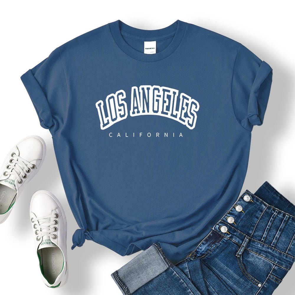 best Los Angeles California Funny Letter Print Womens T-Shirt Street Breathable Short Sleeve Fashion Casual Clothes Summer Tshirts 0 shop online at M2K Trends for