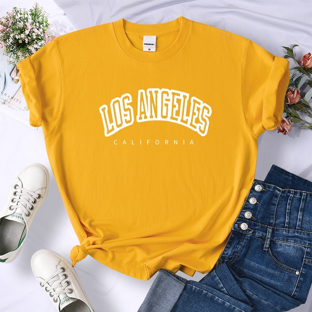 best Los Angeles California Funny Letter Print Womens T-Shirt Street Breathable Short Sleeve Fashion Casual Clothes Summer Tshirts 0 shop online at M2K Trends for