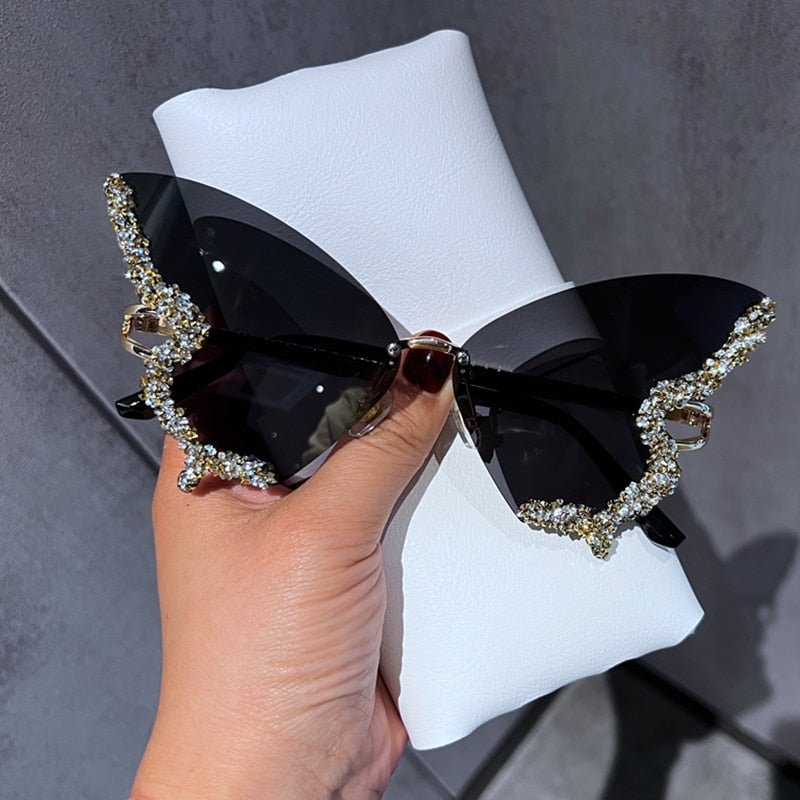 best Luxury Diamond Butterfly Sunglasses Women Brand y2k Vintage Rimless Oversized Sun Glasses Ladies Eyewear gafas de sol 0 shop online at M2K Trends for