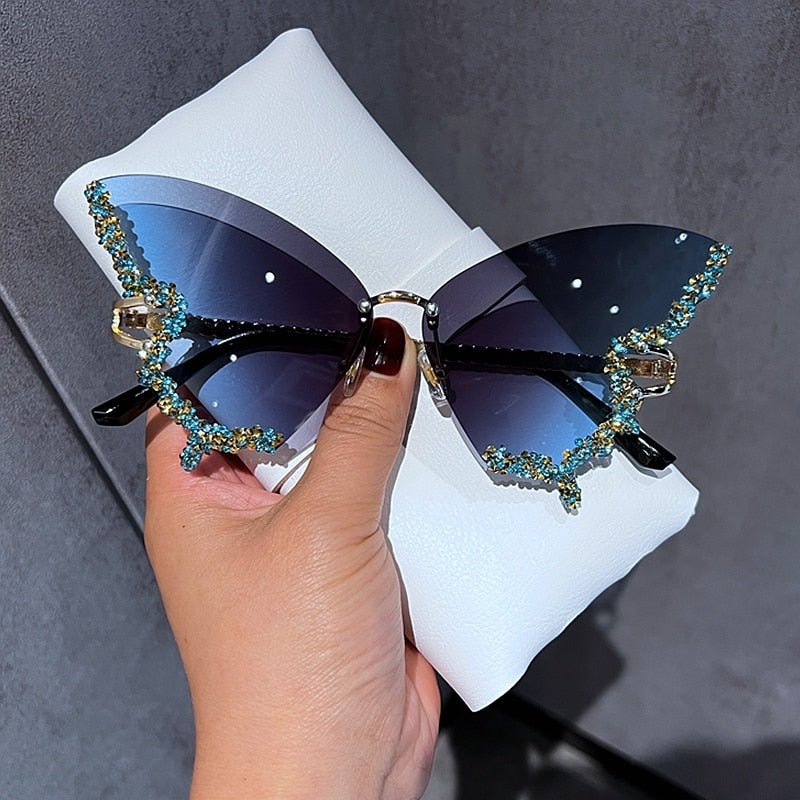best Luxury Diamond Butterfly Sunglasses Women Brand y2k Vintage Rimless Oversized Sun Glasses Ladies Eyewear gafas de sol 0 shop online at M2K Trends for