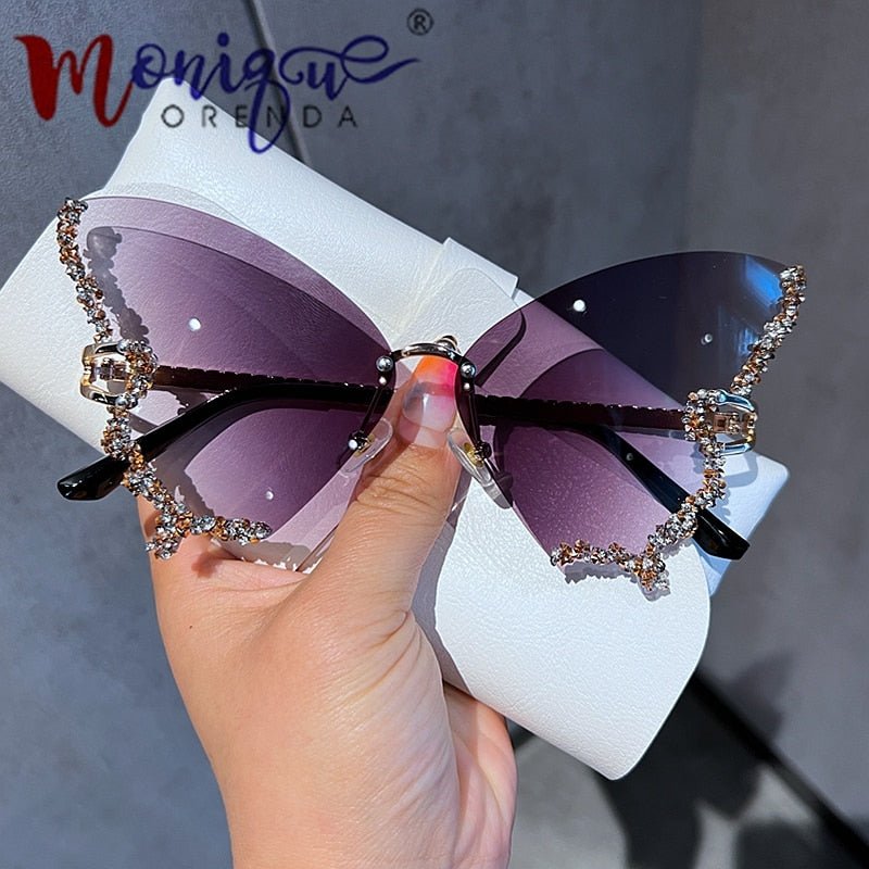 best Luxury Diamond Butterfly Sunglasses Women Brand y2k Vintage Rimless Oversized Sun Glasses Ladies Eyewear gafas de sol 0 shop online at M2K Trends for