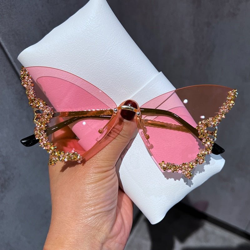 best Luxury Diamond Butterfly Sunglasses Women Brand y2k Vintage Rimless Oversized Sun Glasses Ladies Eyewear gafas de sol 0 shop online at M2K Trends for