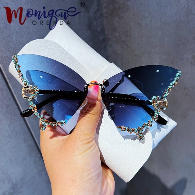 best Luxury Diamond Butterfly Sunglasses Women Brand y2k Vintage Rimless Oversized Sun Glasses Ladies Eyewear gafas de sol 0 shop online at M2K Trends for