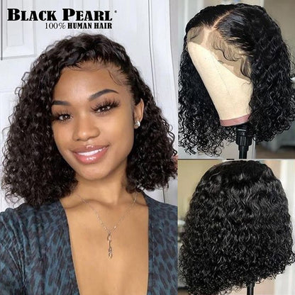 best Malaysian 13X4 Cut Short Bob Curly Human Hair Wigs For Black Women Remy Deep Curly Lace Frontal Wig Pre-Plucked With Baby Hair 0 shop online at M2K Trends for