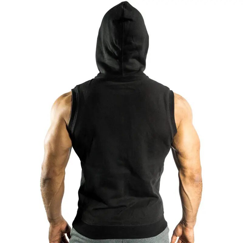best Men Fitness Bodybuilding Sleeveless Hoodies Sweatshirt Male Gym Cotton Hooded Vest Casual Fashion Brand Sportswear Clothing shop online at M2K Trends for