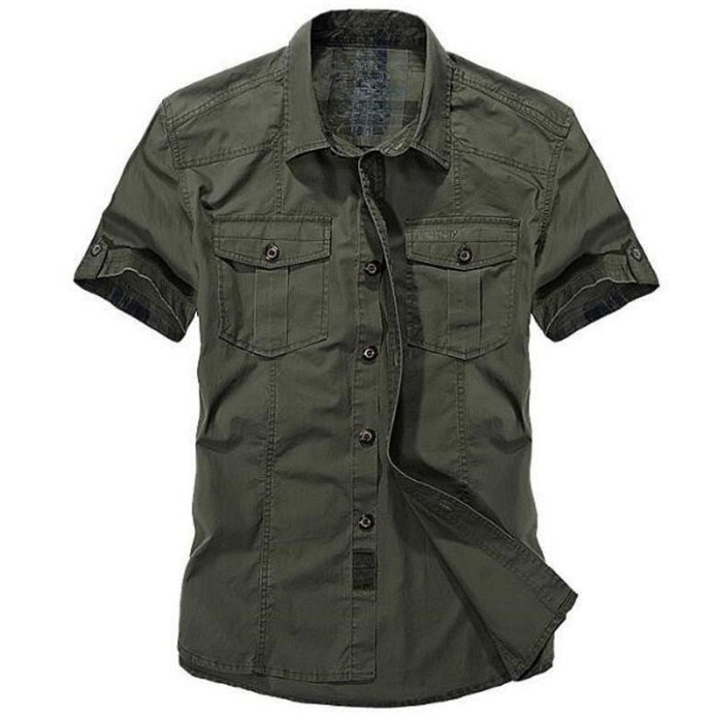 best Men New Summer Men's Solid Military Short Sleeves Shirts Cotton Breathable Chemise Homme Loose Army Shirt Male Tops 0 shop online at M2K Trends for