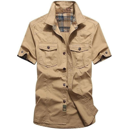 best Men New Summer Men's Solid Military Short Sleeves Shirts Cotton Breathable Chemise Homme Loose Army Shirt Male Tops 0 shop online at M2K Trends for