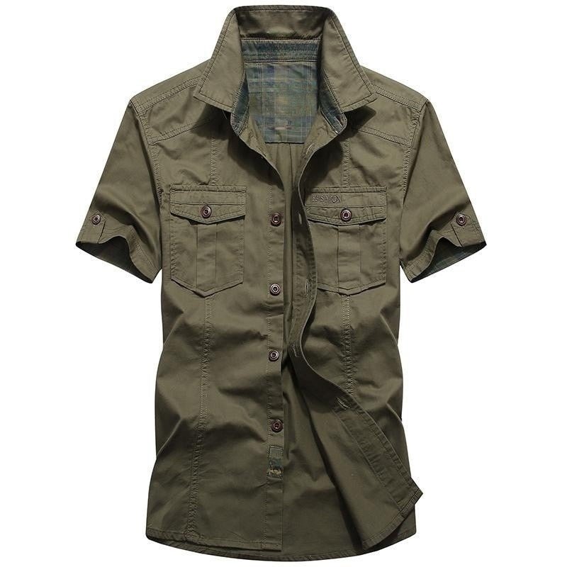 best Men New Summer Men's Solid Military Short Sleeves Shirts Cotton Breathable Chemise Homme Loose Army Shirt Male Tops 0 shop online at M2K Trends for