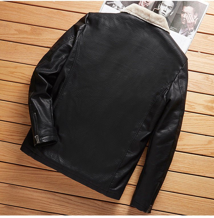 best Men Plus Plush Plus Thick Leather Jacket Youth Leisure Large Size 0 shop online at M2K Trends for