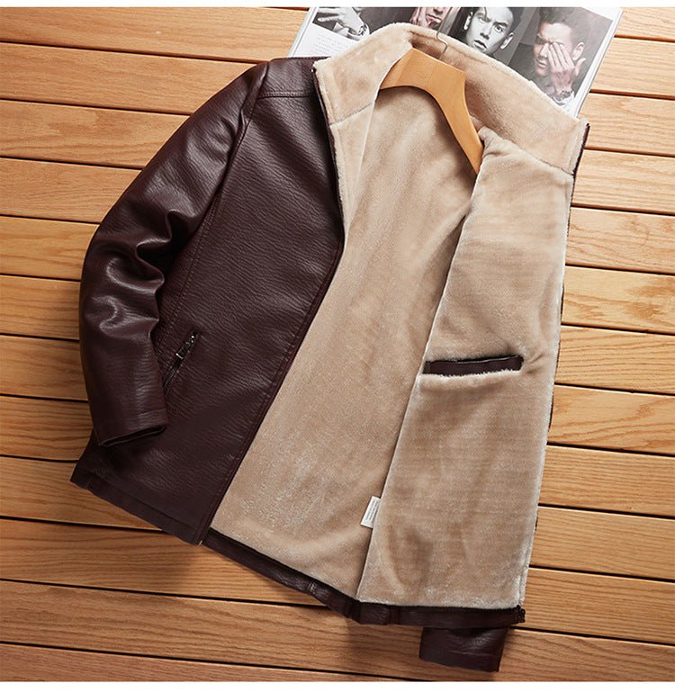 best Men Plus Plush Plus Thick Leather Jacket Youth Leisure Large Size 0 shop online at M2K Trends for