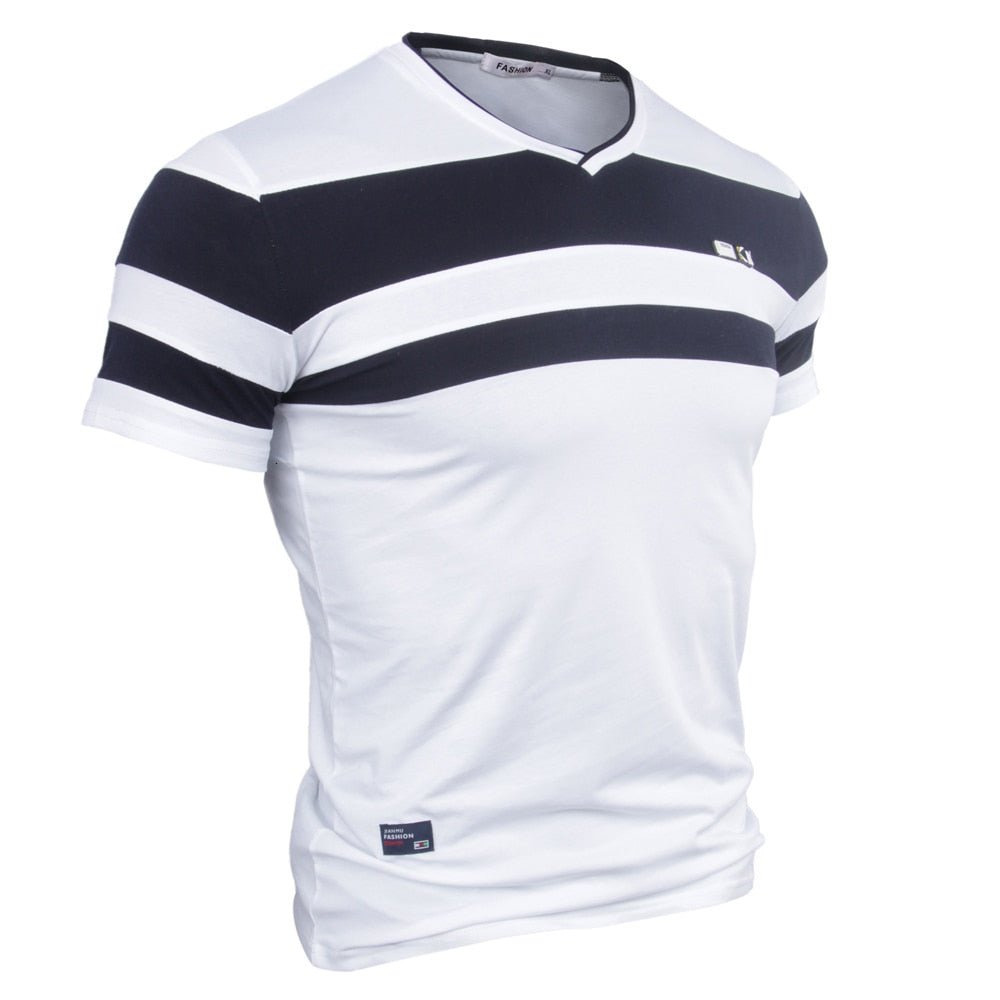 best Men Short Sleeve T Shirts 2022 New Summer 100% Pure Cotton Vintage Patchwork Tees V neck Cotton T-shirt Homme Top M-4XL 0 shop online at M2K Trends for