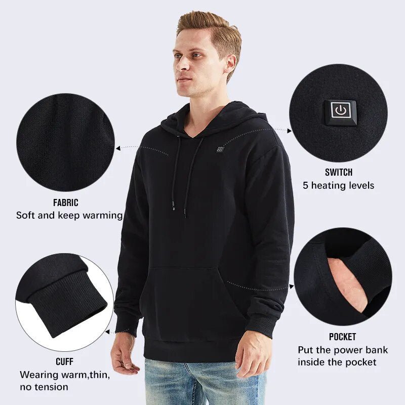 best Men USB Heating Hoodies Women Vintage Gothic Heated Jacket Long Sleeve Streetwear Loose Coats Harajuku Sweatshirts Hoodie shop online at M2K Trends for Hoodie