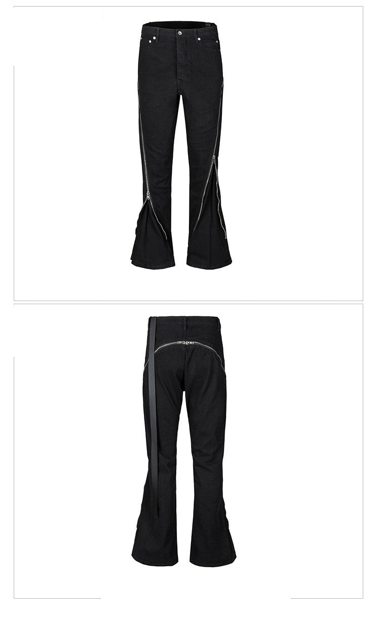 best Men's Autumn And Winter Spiral Track Large Zipper Black Jeans 0 shop online at M2K Trends for