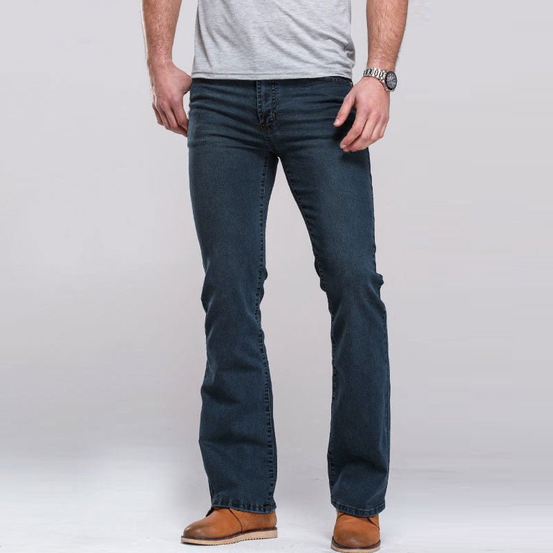 best Men's Casual Jeans Dark Blue Micro-elastic Classic Washed Slim Micro Horn 0 shop online at M2K Trends for