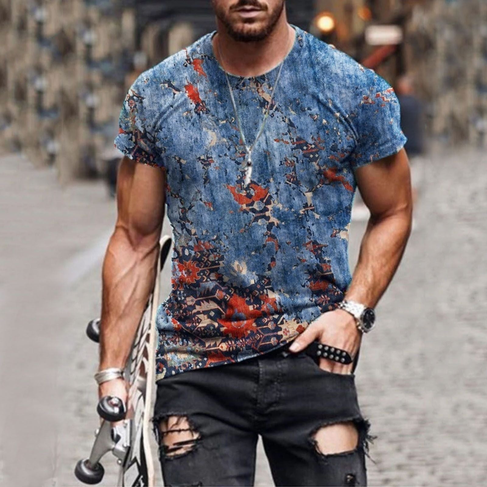 best Mens Fashion Casual Mesh Collarless Short Sleeve T-shirt 0 shop online at M2K Trends for