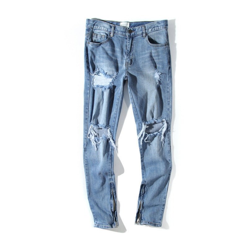 best Men's Fashion Washed Cat Beard Jeans With Holes 0 shop online at M2K Trends for