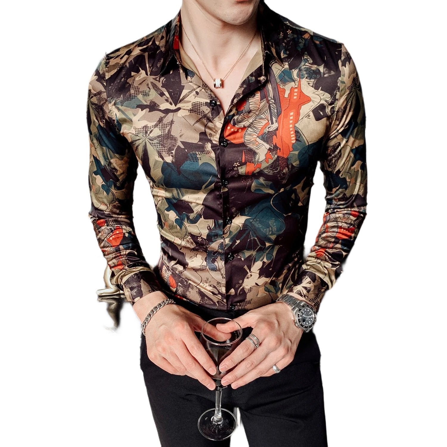 best Mens Flower Shirt Long Sleeved Korean Casual Business 0 shop online at M2K Trends for