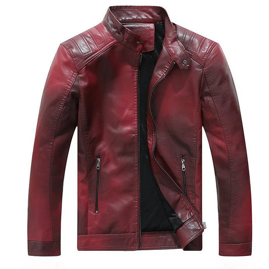 best Men's Gradient PU Stand Collar Leather Jacket 0 shop online at M2K Trends for