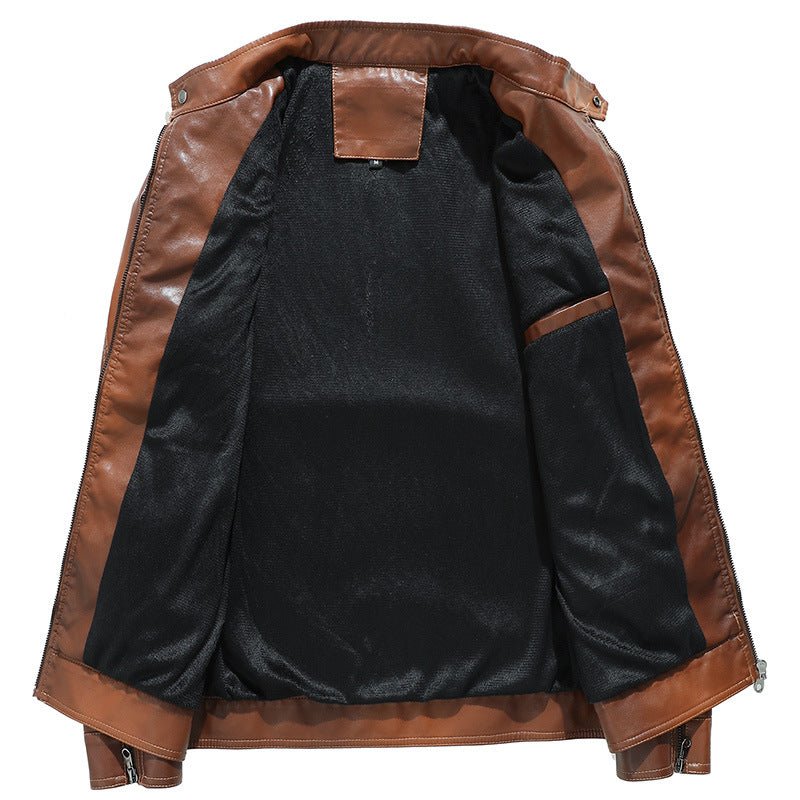 best Men's Gradient PU Stand Collar Leather Jacket 0 shop online at M2K Trends for