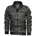 best Men's Lapel Solid Color 3D Pu Leather Jacket 0 shop online at M2K Trends for