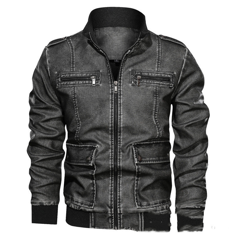 best Men's Lapel Solid Color 3D Pu Leather Jacket 0 shop online at M2K Trends for