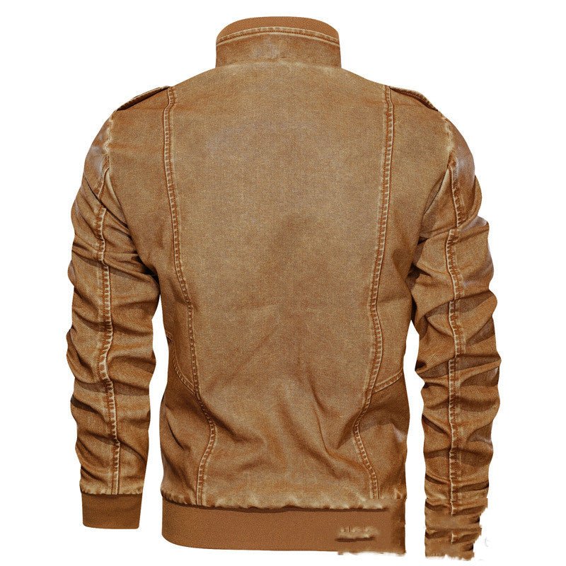 best Men's Lapel Solid Color 3D Pu Leather Jacket 0 shop online at M2K Trends for