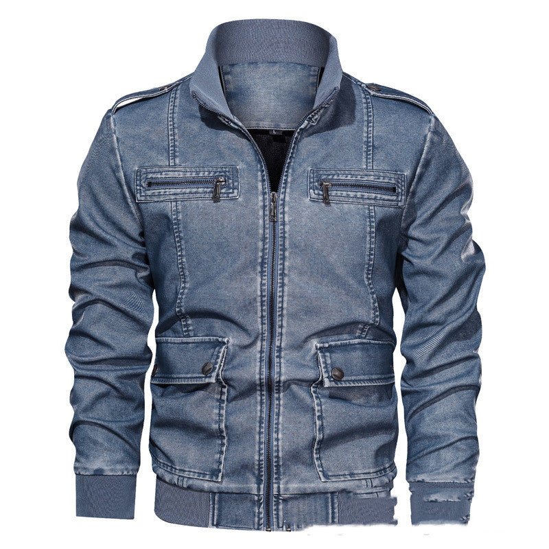 best Men's Lapel Solid Color 3D Pu Leather Jacket 0 shop online at M2K Trends for