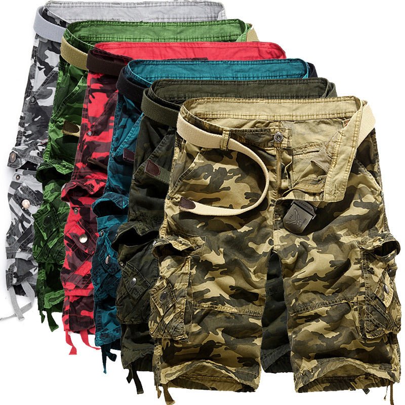 best Men's Loose Casual Camouflage Overalls Large Size Multi-pocket Five-point Pants Men's Beach Pants Pants shop online at M2K Trends for mens pants