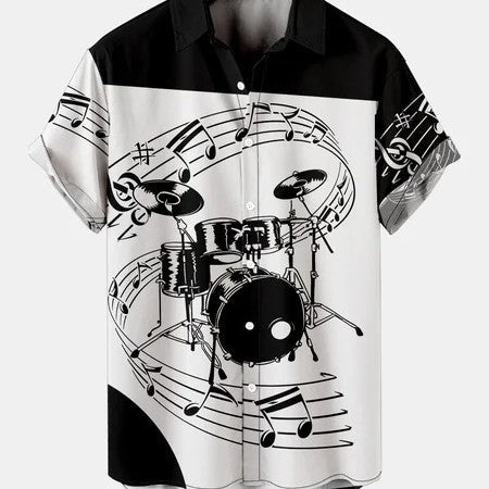 best Mens Music Drum Splicing Casual Shirt 0 shop online at M2K Trends for