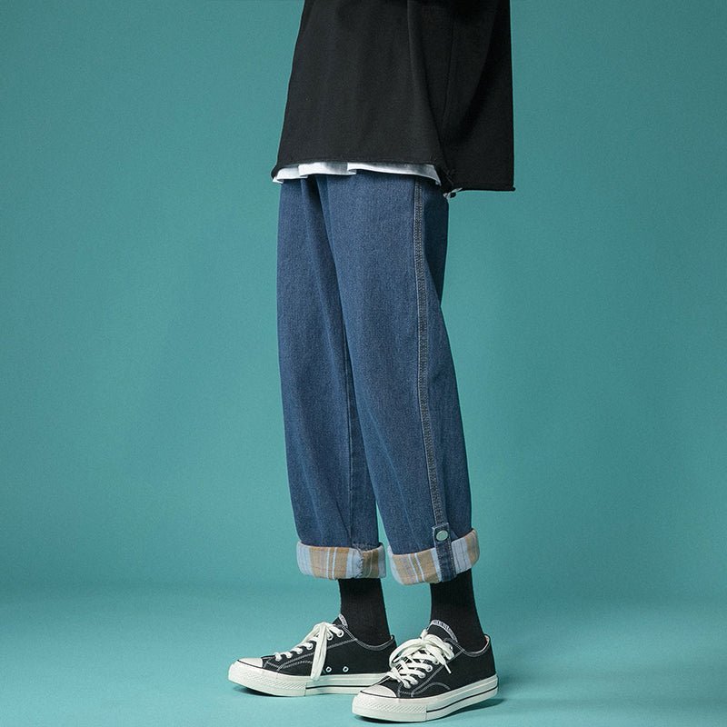 best Men's Nine-point Straight Ins Korean Version Of The Trend Loose Wild Tide Brand Jeans 0 shop online at M2K Trends for