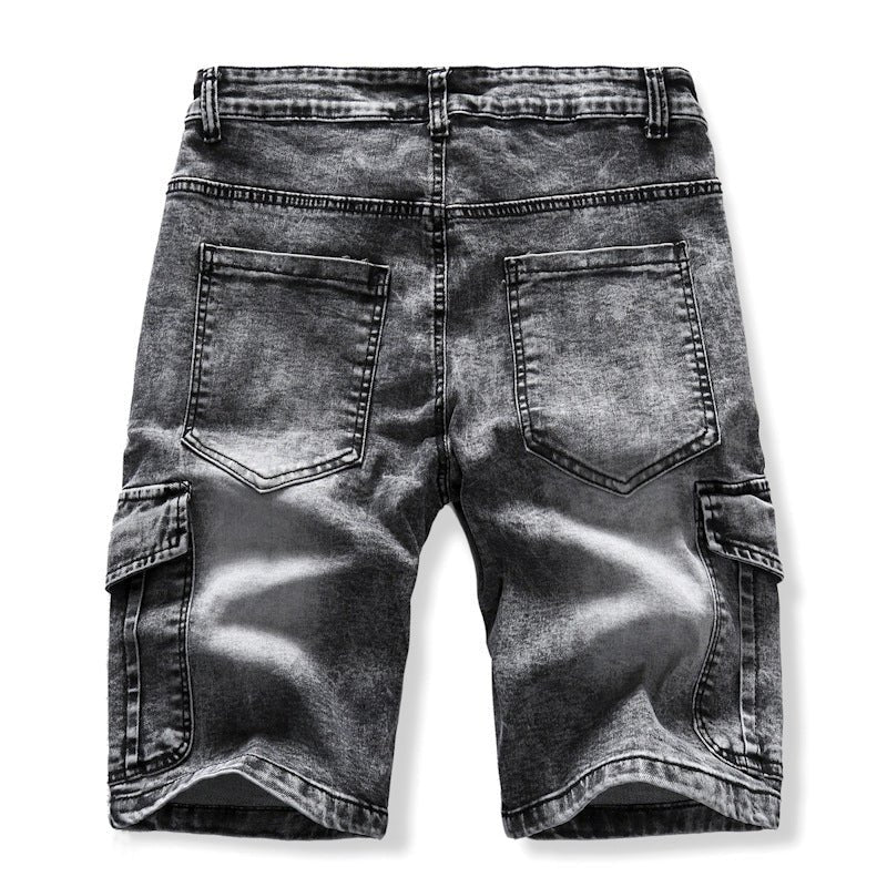 best Men's Pocket Denim Shorts Zipper Slim Stretch Five Point Pants Men Clothing shop online at M2K Trends for men shorts