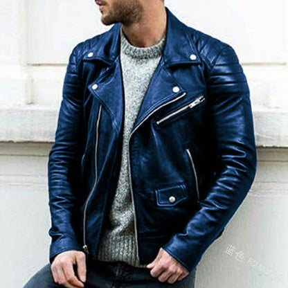 best Men's PU Punk Stand Collar Leather Jacket 0 shop online at M2K Trends for