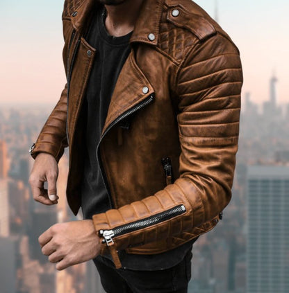 best Men's PU Punk Stand Collar Leather Jacket 0 shop online at M2K Trends for