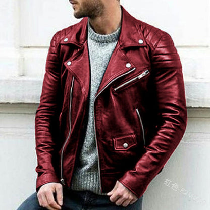 best Men's PU Punk Stand Collar Leather Jacket 0 shop online at M2K Trends for