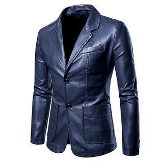 best Men's Slim Lapel All-match PU Small Suit Men's Lapel Leather Suit Leather Jacket 0 shop online at M2K Trends for