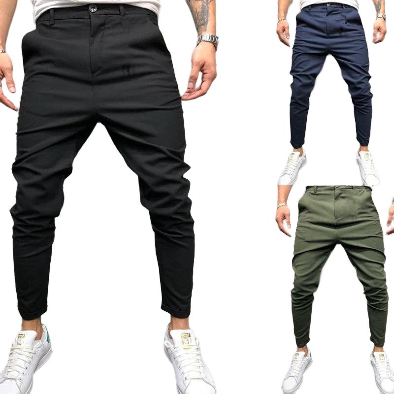 best Men's Solid Color Slim Woven Leisure Trousers Clothing shop online at M2K Trends for mens pants