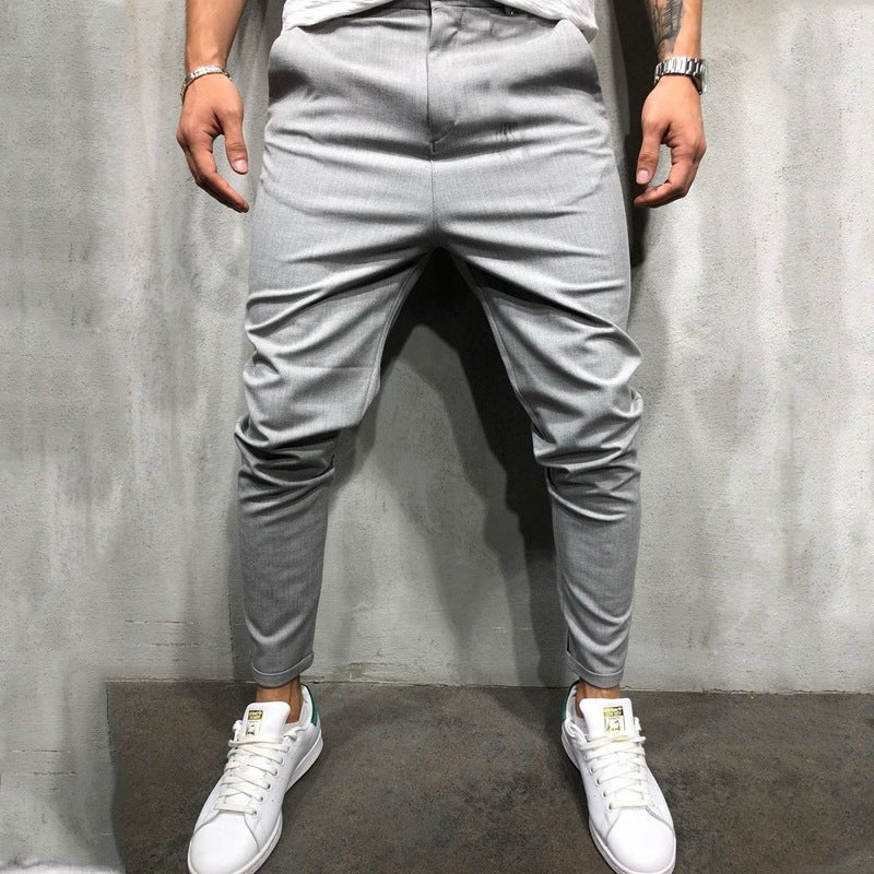 best Men's Solid Color Slim Woven Leisure Trousers Clothing shop online at M2K Trends for mens pants