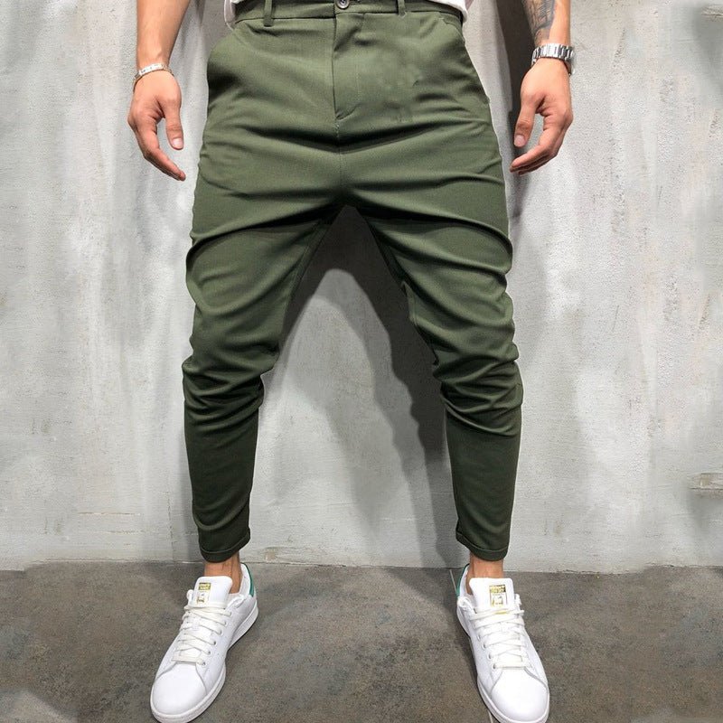 best Men's Solid Color Slim Woven Leisure Trousers Clothing shop online at M2K Trends for mens pants