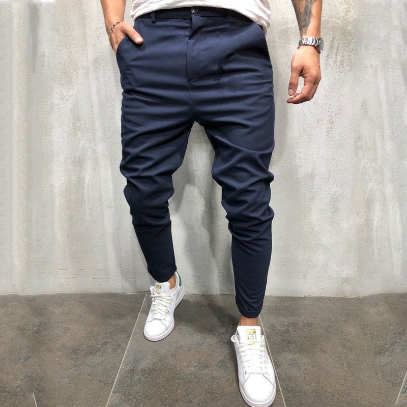 best Men's Solid Color Slim Woven Leisure Trousers Clothing shop online at M2K Trends for mens pants